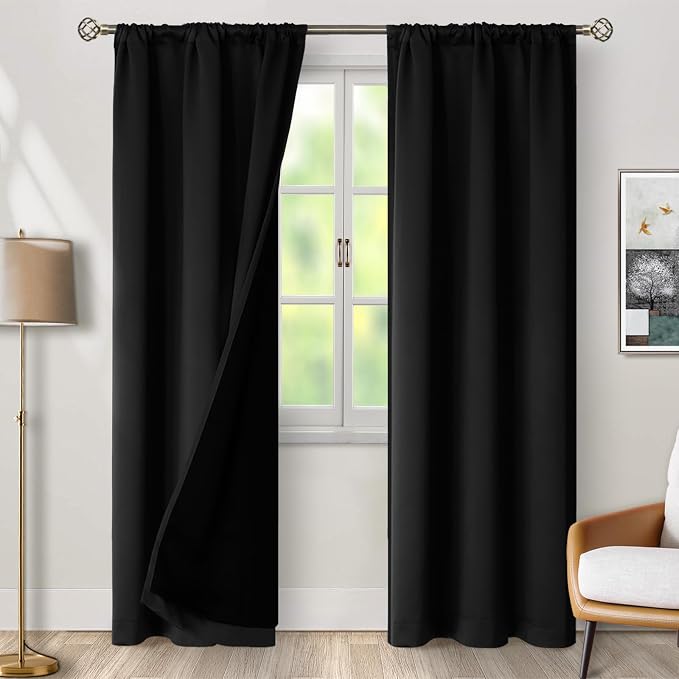 BGment Black 100% Blackout Curtains - Image 2