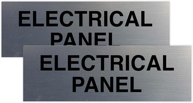 All Quality Basic Electrical Panel Sign - Fire Regulation Safety Compliance Sign - Silver - Large (2 Pack)