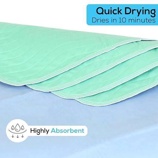 Simpli-Magic Washable Underpads, 34x 36" (Pack of 4) - Heavy Absorbency Reusable Bedwetting Incontinence Pads for Kids,Adults,Elderly,andPets - Waterproof Protective Pad for Bed,Couch,Sofa,Floor