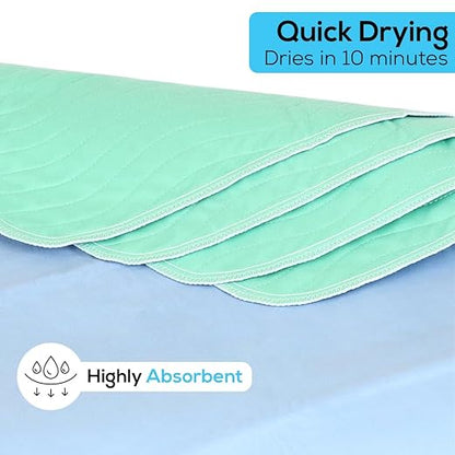 Simpli-Magic Washable Underpads, 34x 36" (Pack of 4) - Heavy Absorbency Reusable Bedwetting Incontinence Pads for Kids,Adults,Elderly,andPets - Waterproof Protective Pad for Bed,Couch,Sofa,Floor