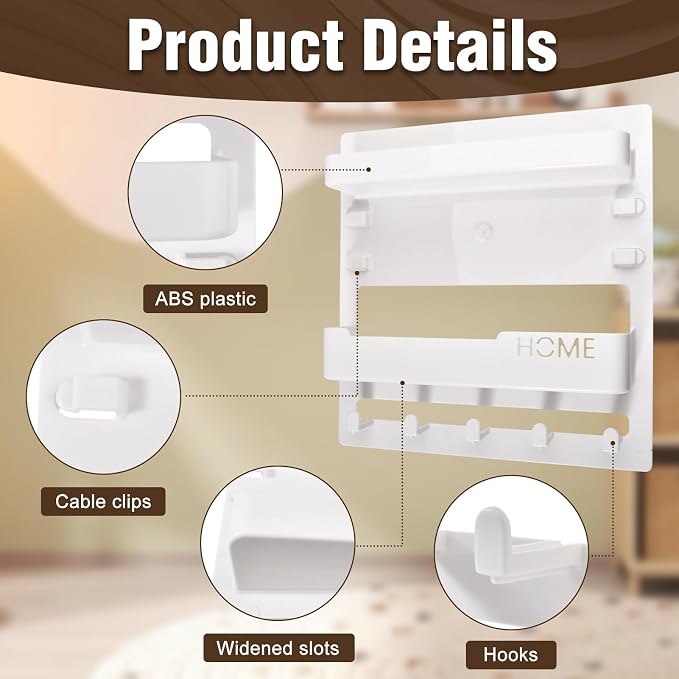 Wall Mount Shelf Organizer, Adhesive Bedside Shelf Accessories - Image 3