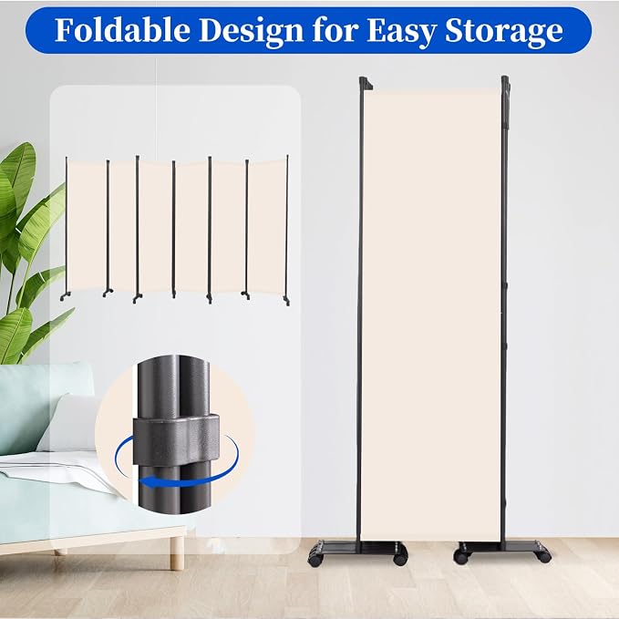 Room Divider 6FT 6 Panel Folding Privacy Screen - Image 4