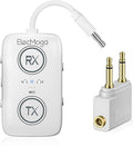 2026 Upgraded Airplane Bluetooth 5.4 Adapter with aptX Adaptive, ElecMoga Airplane Travel Essentials Supports 2 AirPods or Headphones, 2-in-1 AUX Wireless Transmitter Receiver for Gym, TV, Car, White