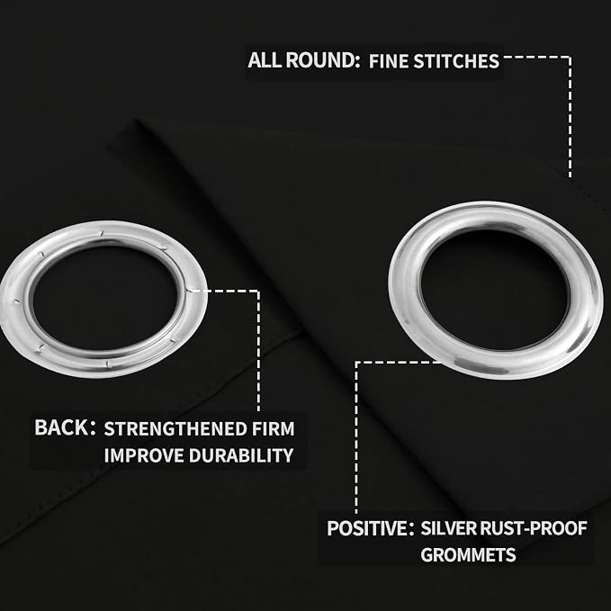 Easy-Going Thermal Grommet Blackout Curtains, 2 Panels 52x46 in, Noise Reduction - Image 4