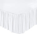 KRISHNA Ruffled Bed Skirt with Split Corners Full, 100% Microfiber Hotel Quality, 28 Inch Drop Dust Ruffle Gathered Bedskirt with Platform, 54" x 75", White