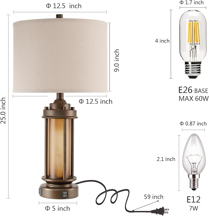 AIEAMPDO Set of 2 Farmhouse Table Lamps - Image 5