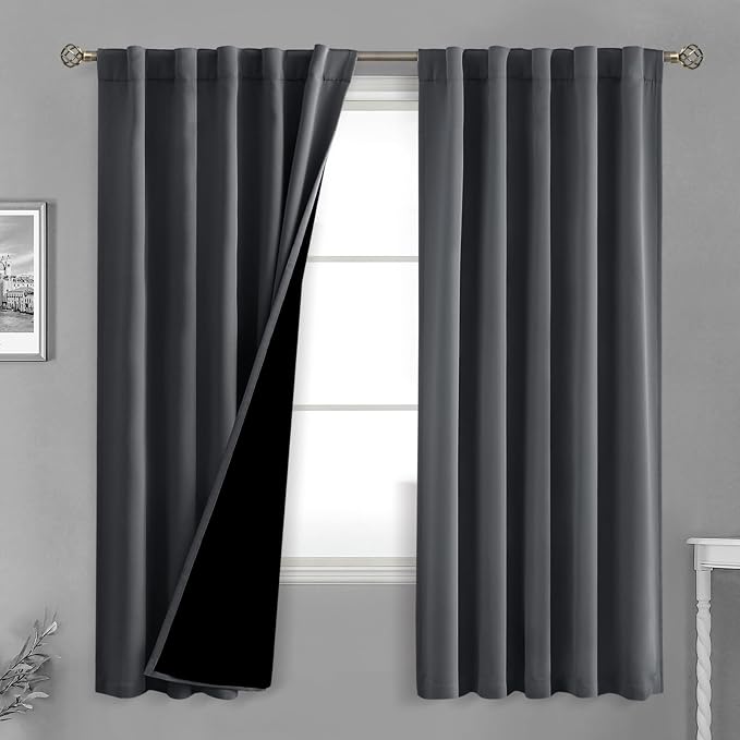 BGment 100% Grey Blackout Curtains 72 Inches Long by BGment