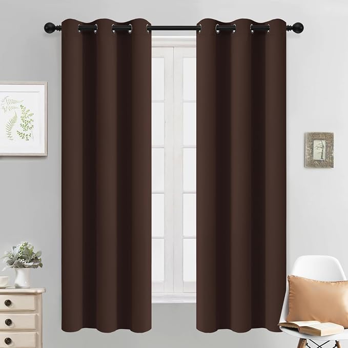 Yakamok Blackout Curtains 38x63 inch Chocolate Brown Thermal Drapes-Bedroom | 2 by Yakamok