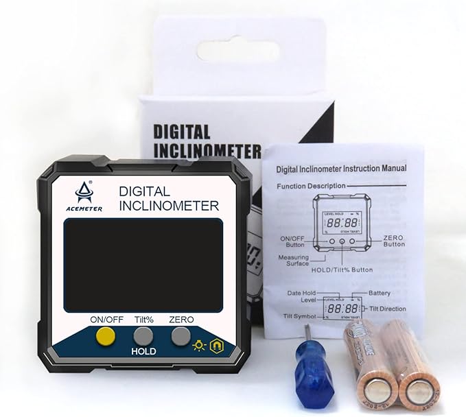 Magnetic Digital Angle Finder Protractor Inclinometer- Digital Inclinometer -Fast & Stable Measurement Tool with Magnetic Base and Backlit Display