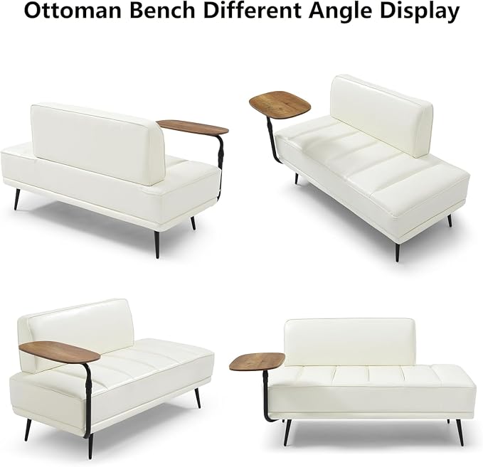 anwickjeff 55" Inch Width Modern End of Bed Bench, Leather Upholstered Futon - Image 6