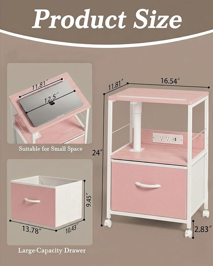 Faesun Swivel Lift Top Nightstand - Image 3