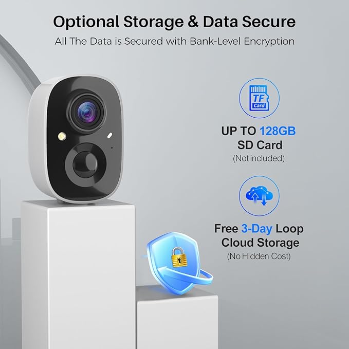 Security Cameras Wireless Outdoor Indoor, 2K Battery Powered WiFi Camera for Home Security, AI Motion Detection, Color Night Vision, IP66 Weatherproof, 2-Way Talk, Siren Alarm, SD/Cloud Storage