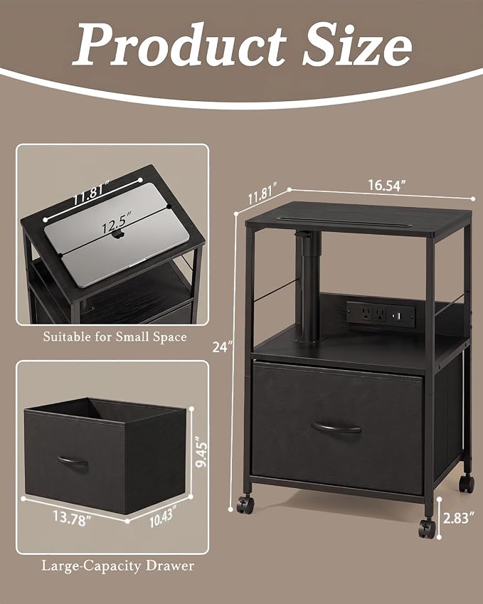 Faesun Swivel Lift Top Nightstand - Image 2