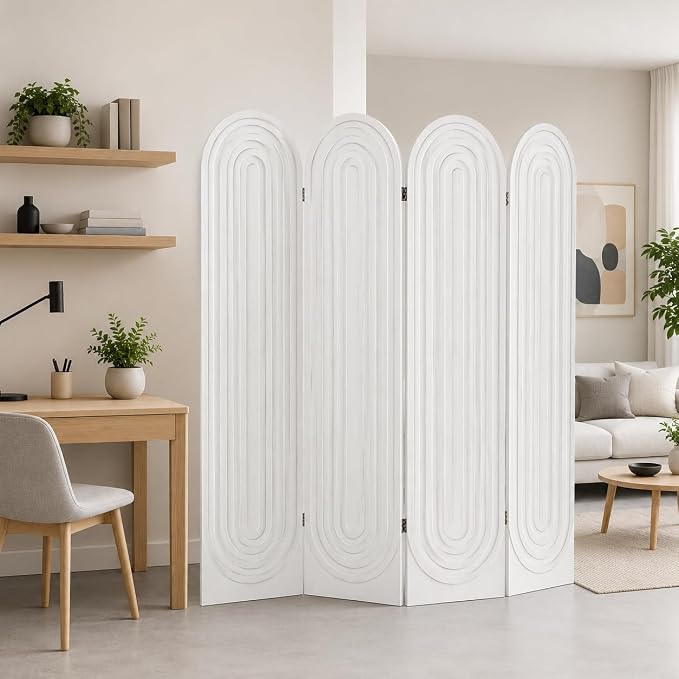 4 Panel Arched Room Divider Screen Folding Privacy Screen, 66.9" H Privacy - Image 4
