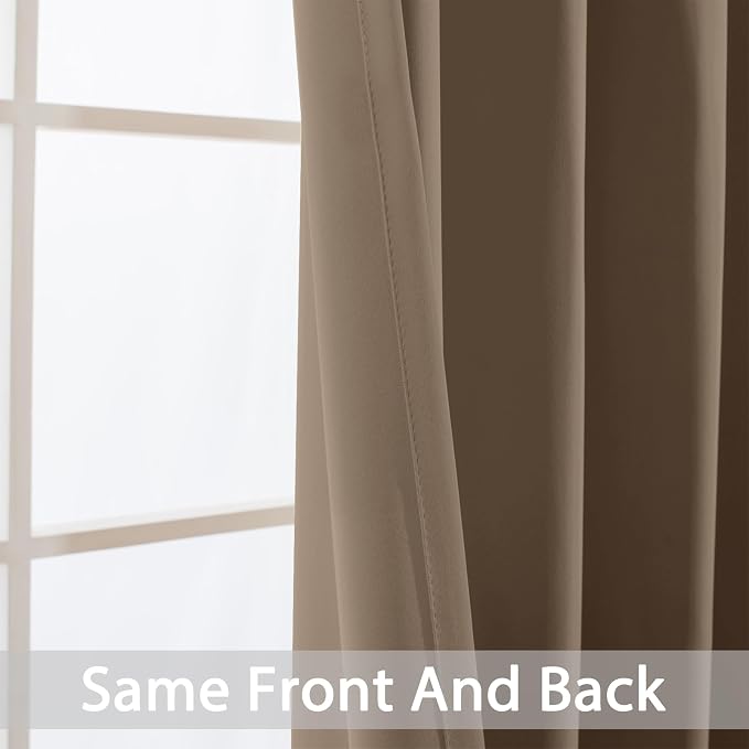 Yakamok Blackout Curtains 38x63 inch Khaki Thermal Drapes-Bedroom | 2 panels - Image 4