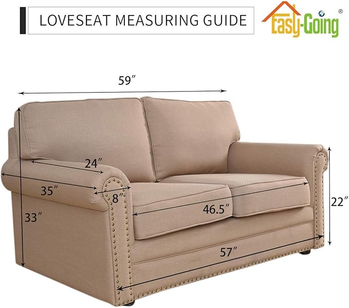 Easy-Going Stretch Loveseat Slipcover 1-Piece Sofa Cover Furniture Protector Couch Soft with Elastic Bottom for Kids Polyester Spandex Jacquard Fabric Small Checks (Loveseat, Bluestone)