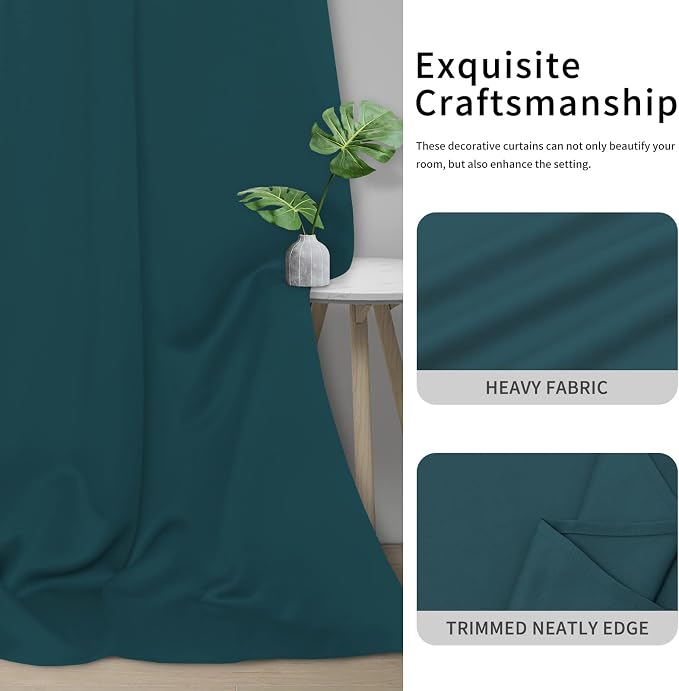 Easy-Going Thermal Grommet Blackout Curtains, 2 Panels 42x95 in | Peacock Blue - Image 5