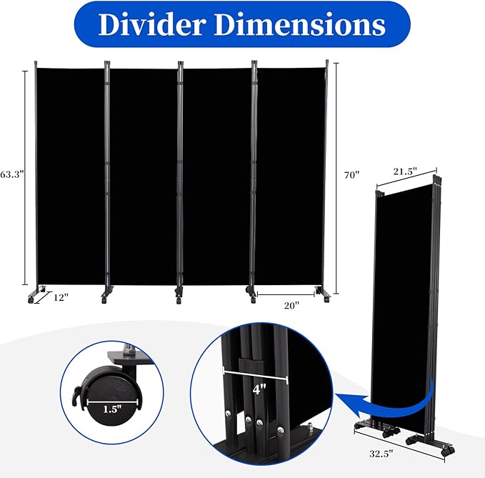 Room Divider 6FT 4 Panel Folding Privacy Screen - Image 4