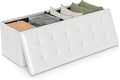 Giantex 43 Inches Folding Storage Ottoman Bench, Upholstered PU Leather Storage by Giantex