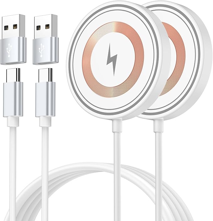 for iPhone 17 Pro Max Magsafe Charger 2Pack Magnetic Wireless Charger for iPhone 17/16/15/14/13/12 Series& AirPods, Wireless Fast Charging Pad With USB-C/A Ports,Pixelsnap Charger for Google 10 Series