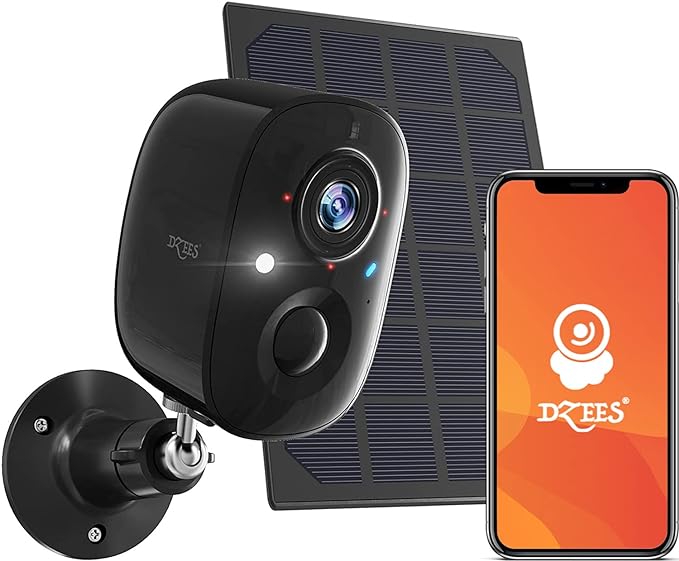 Dzees Upgrade Solar Camera Security Outdoor Wireless, Wireless Outdoor Security Cameras with Solar Panel, 2K Color Night Vision, Spotlight/Alarm, AI Detection, 2-Way Talk, IP66 Waterproof
