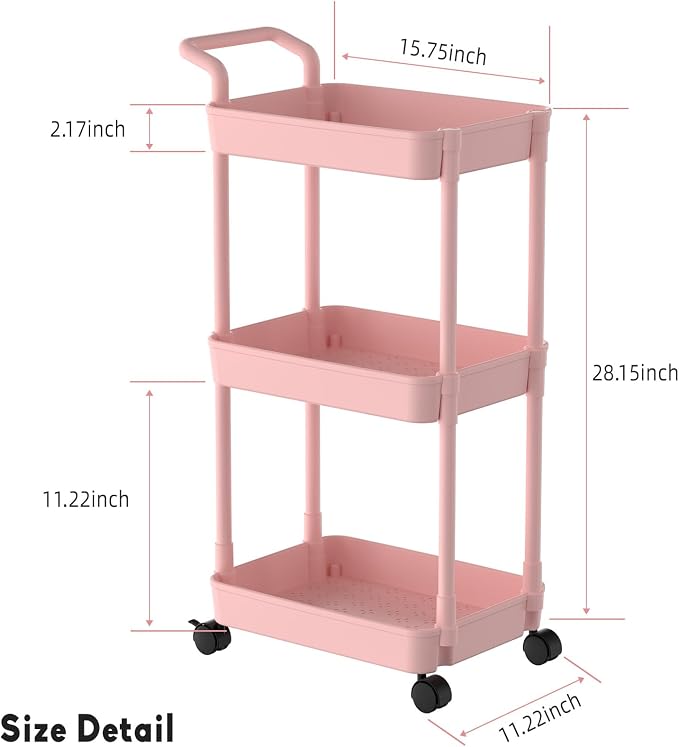 Volnamal Diaper Caddy, 3 Tier Rolling Cart - Image 2