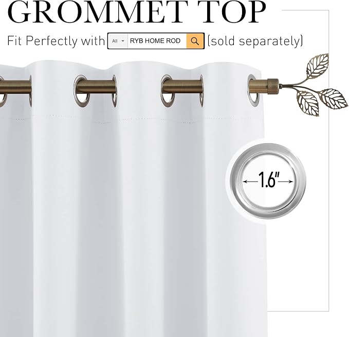 RYB HOME Room Divider Curtains Extra Wide Blackout Privacy Screens Curtains | - Image 2