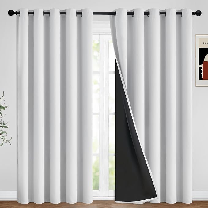 Yakamok Greyish White Blackout Curtains 84 Inch Length by Yakamok
