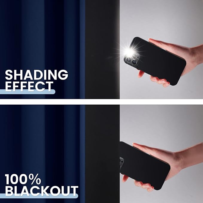 SimpleHome Navy Blue 100% Blackout Curtains Room Darkening Living Room 84 | - Image 4