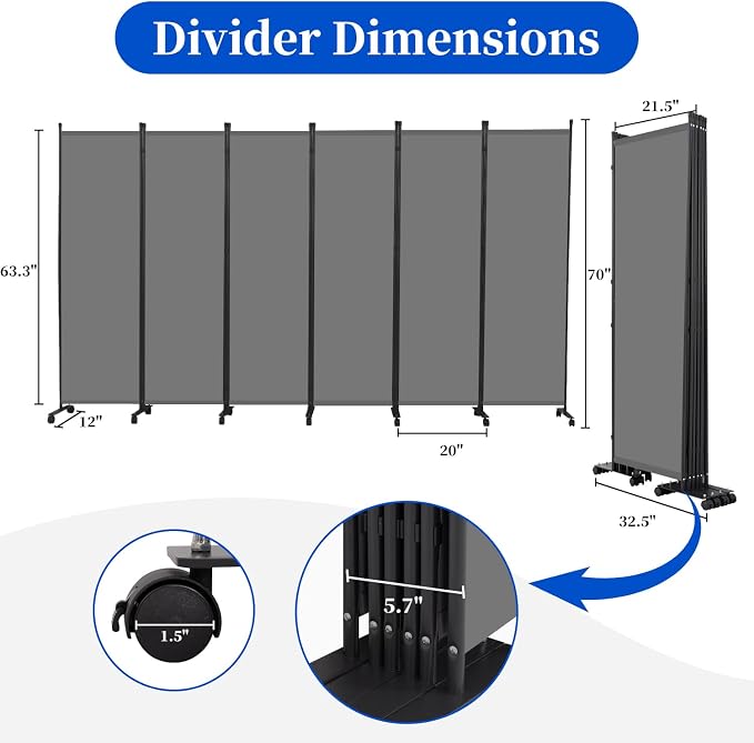 Room Divider 6FT 6 Panel Folding Room Partition - Image 4