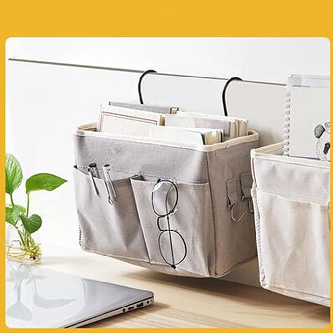 F&Y Cotton Linen Bedside Hanging Organizers, Storage Pocket Basket - Image 8