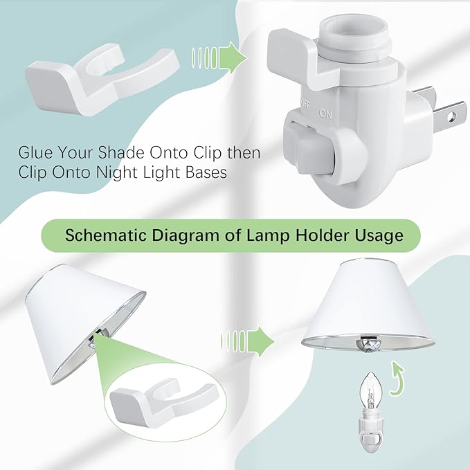 Tuanse 10 Sets Plug in Night Light Module Night Light Base with Shade Mounting Clip Plastic Lights Rotating Base for Making Your Own Decorative (White)