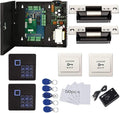 MENGQI-CONTROL IP Based 2 Doors Access Control Kit North American Strike Lock Keypad Reader Smart Keyless Lock System 110V Power Supply Box Phone APP Remote Open Door