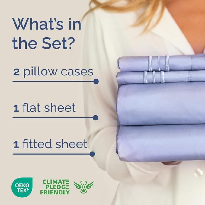 Full XL Bed Sheet Set - 4 Piece Extra Long Extended Full XL Sheets - Soft, Breathable & Cooling - Fits 8" to 16" Mattress w/ Deep Pockets - 54" x 80" - Easy-Fit, Wrinkle & Fade Resistant - Lavender