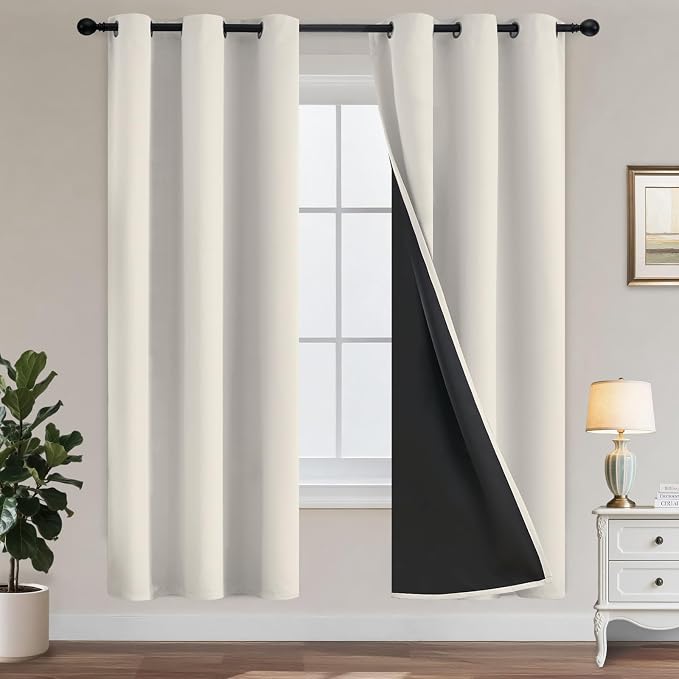 Yakamok Cream Blackout Curtains 72 inches Long by Yakamok