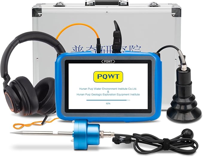 PQWT L9000 Professional Water Leak Detector for Pressure Pipes Combines Acoustic Census Location and Tracer Gas Detection Modes with Touchscreen and Depth up to 8 Meters