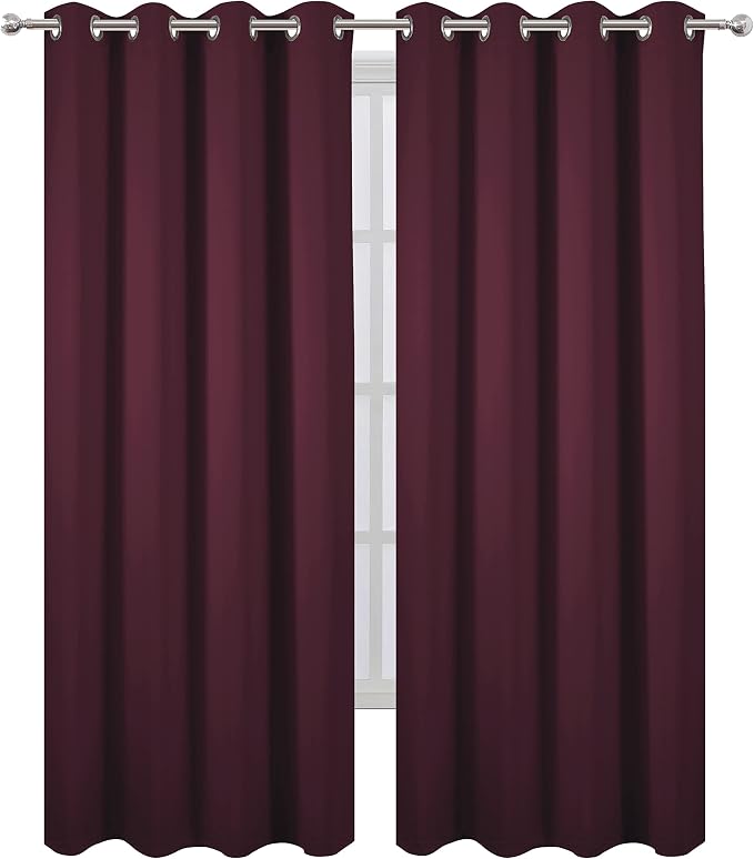 Burgundy Red Thermal Blackout Curtains/52 x 108 Inch/Set of 2 Panels Room - Image 2