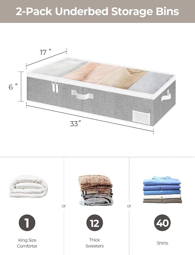StorageWorks 6 Inch Low Profile Under Bed Storage Containers - Image 2