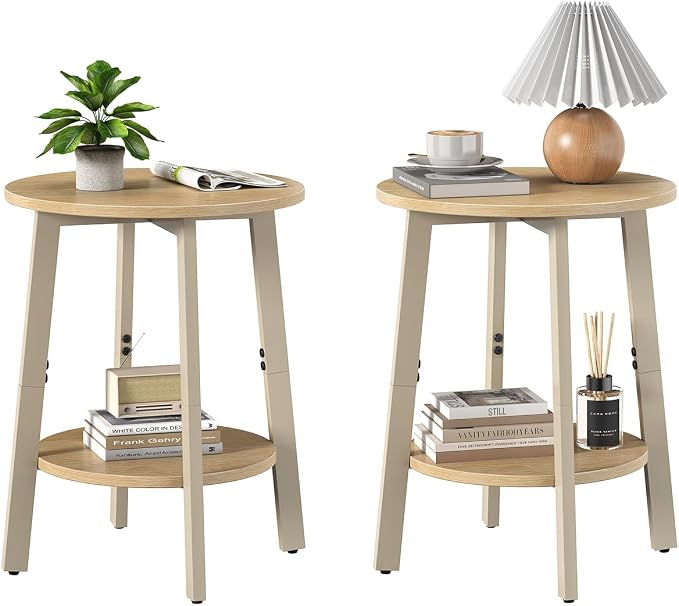 sthmec Side Table Set of 2, Small Round End Table by Unknown