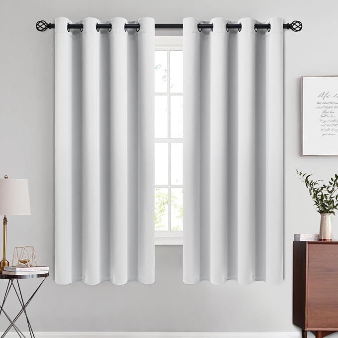 COSVIYA Grommet Room Darkening Greyish White Curtains 63 inch by COSVIYA