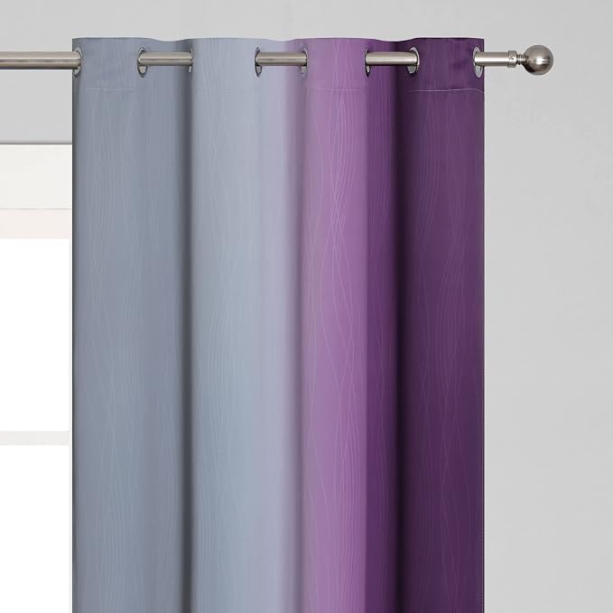 Purple and Gray Ombre Blackout Curtains - Image 4