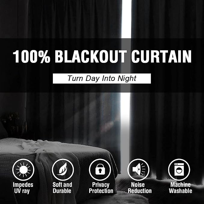H.VERSAILTEX Thermal Insulated 100% Blackout Curtains 90" Length Full Light - Image 2