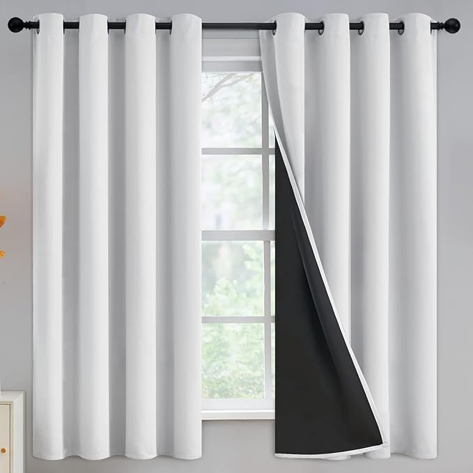 Yakamok Greyish White Blackout Curtains 63 Inch Length by Yakamok