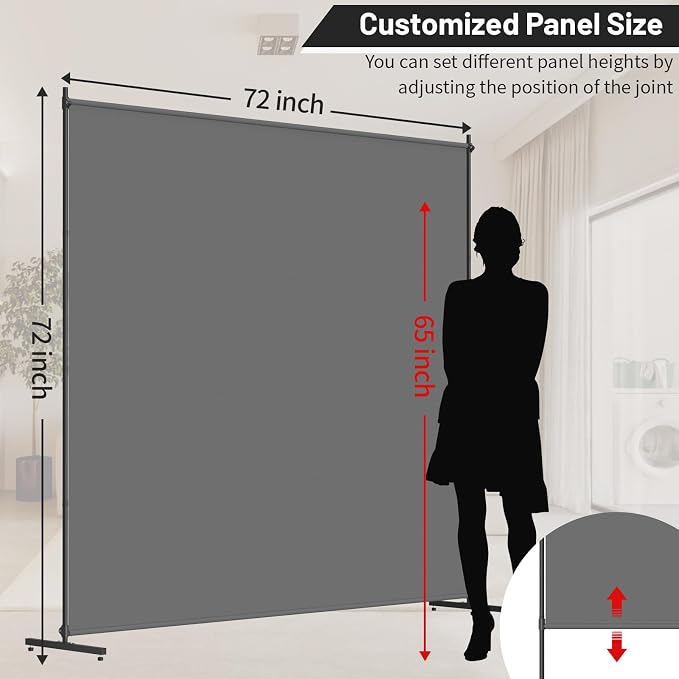 Room Divider, 72x72Inch Large Single Panel Privacy Screen - Image 5