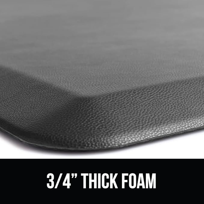 GORILLA GRIP Comfortable Cushioned Kitchen Mats for Floor, Waterproof and Stain Resistant Soft Top, 3/4 Inch Thick Ergonomic Standing Desk Anti Fatigue Mat, Foam Supports Ankles and Feet, 17x24, Grey