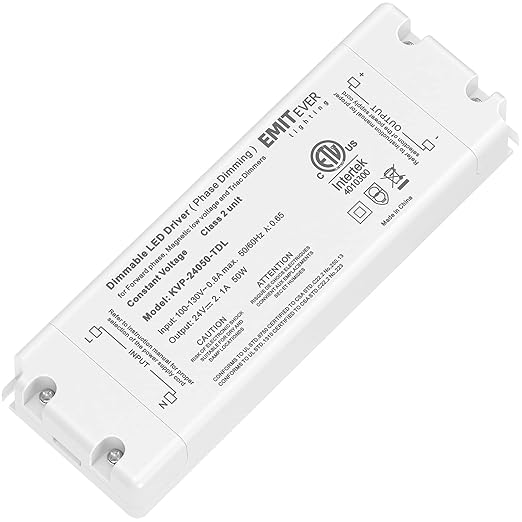 EMITEVER 50W Triac Dimmable Driver,Power Supply,AC 120V to DC 24V Transformer,Compatible with Lutron and Leviton Dimmers,for LED Lighting,Class 2,ETL Certified