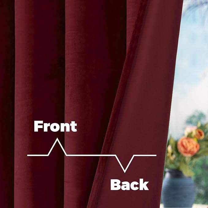 BGment Red Velvet Curtains 120 Inches Long - Image 4