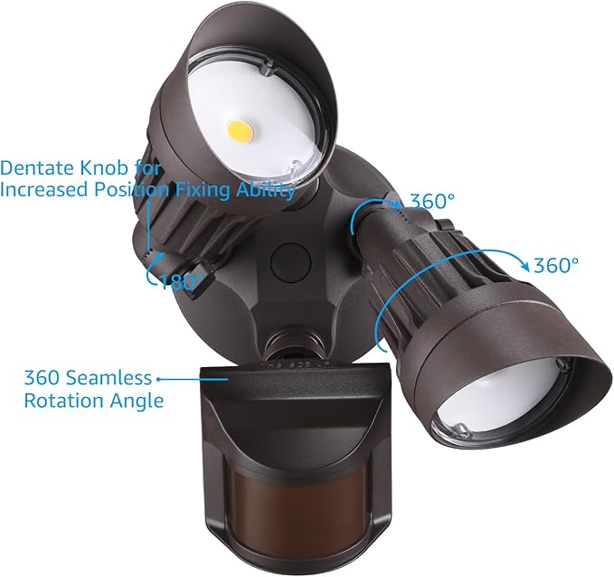 LEONLITE COB LED Security Light, Motion Sensor Outdoor Lights, Dusk to Dawn, 100-277V, ETL Listed, Adjustable Heads, Motion Detector Flood Light for Outside, IP65 Waterproof, 5000K Daylight, Bronze