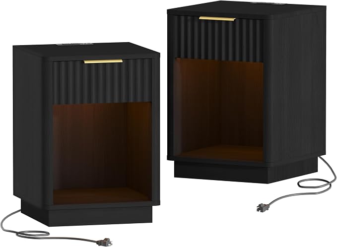Akxomel Fluted Nightstand Set 2 Bedside Table - Image 7