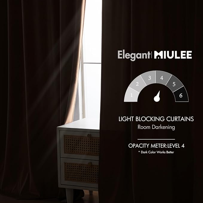 MIULEE Blush Beige Velvet Curtains 52x84 inches Luxury Blackout Curtains | - Image 5